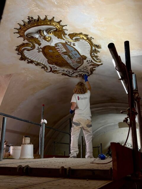 Restauro dello stemma di Cristina di Lorena, nato dall’unione dei simboli della casata medicea con quelli della dinastia lorenese, che adorna l’interno barocco della chiesa di San Tommaso in Ponte 🎨

#Restauro #PiacentiSpa #Conservazione #santommasoinponte #pisa 

Scoperta delle vecchie grate dipinte al di sotto di uno strato di scialbatura che ne celava la vista
